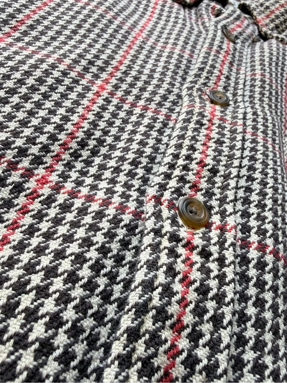 Vintage Oarsman J.Crew Men M Houndstooth Windowpane Button Down Shirt Cotton 90s